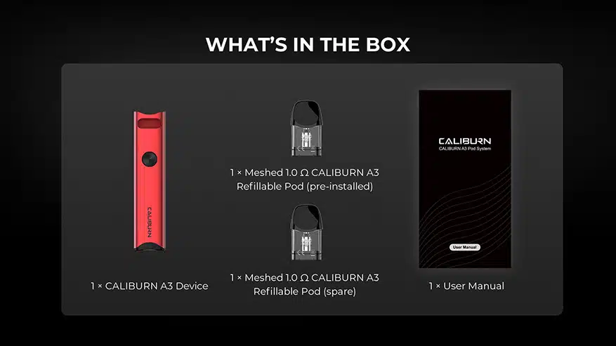 Uwell Caliburn A3 Pod Kit Packing List Uwell Caliburn A3 Pod Kit Packing List