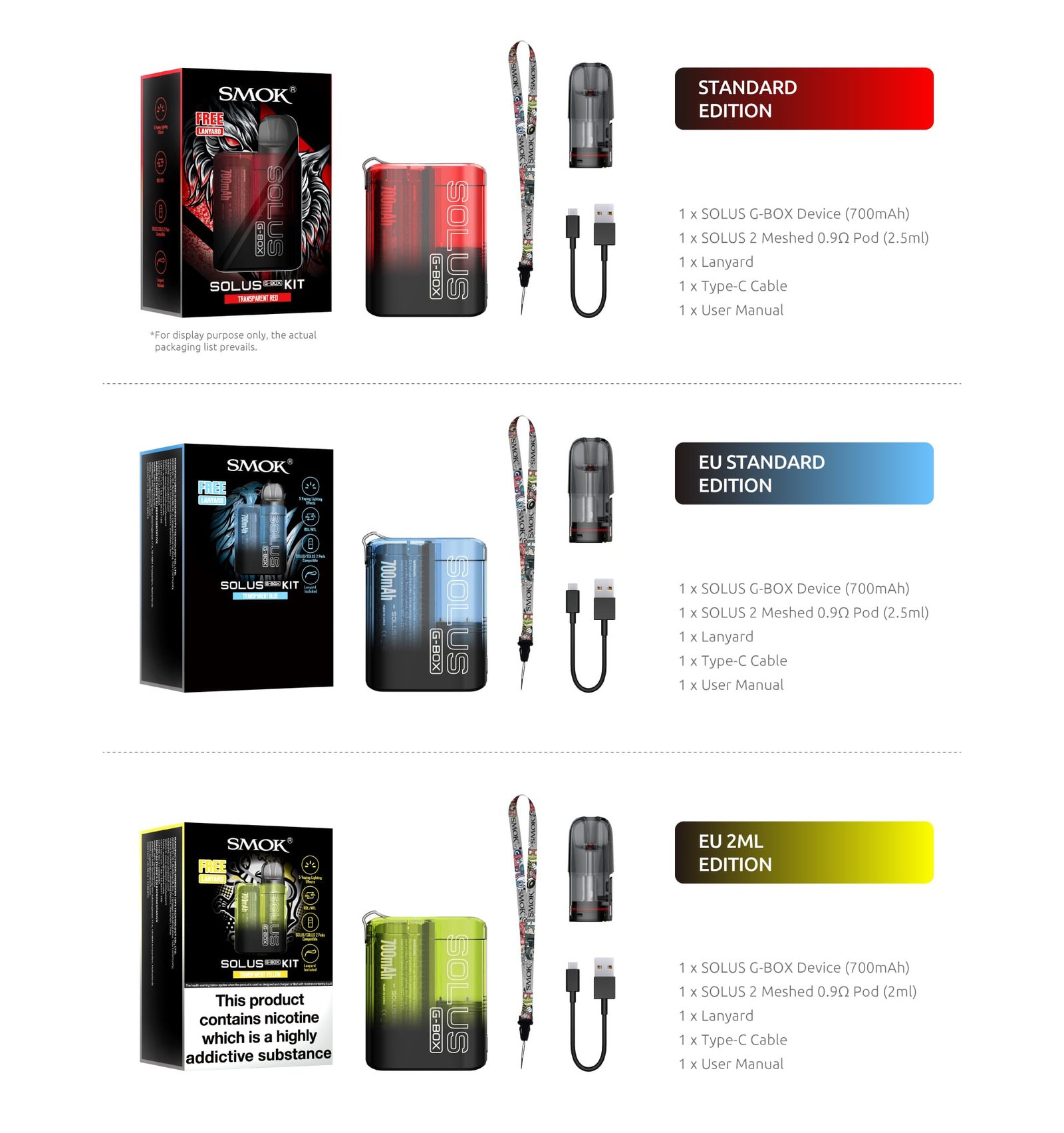 SMOK SOLUS G BOX Packing List