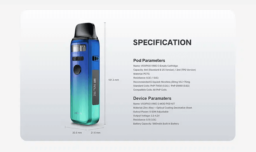 VOOPOO VINCI 3 Specification