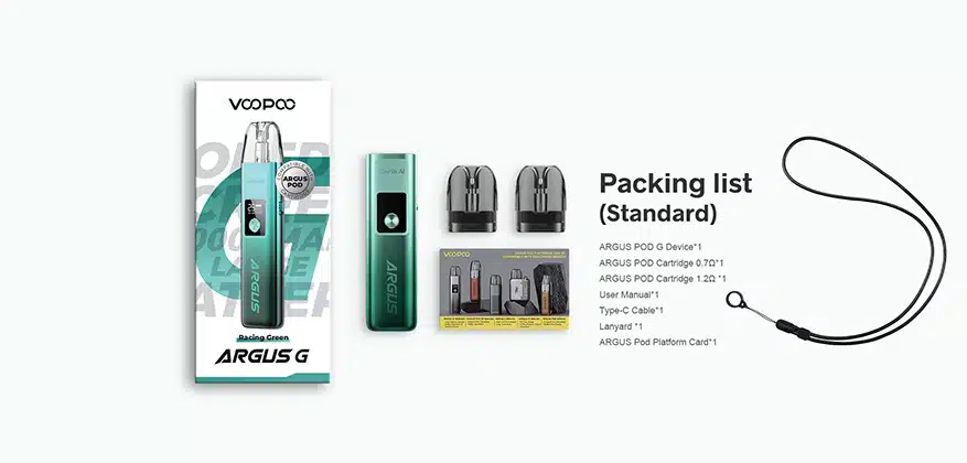 VOOPOO Argus G Packing List VOOPOO Argus G Packing List