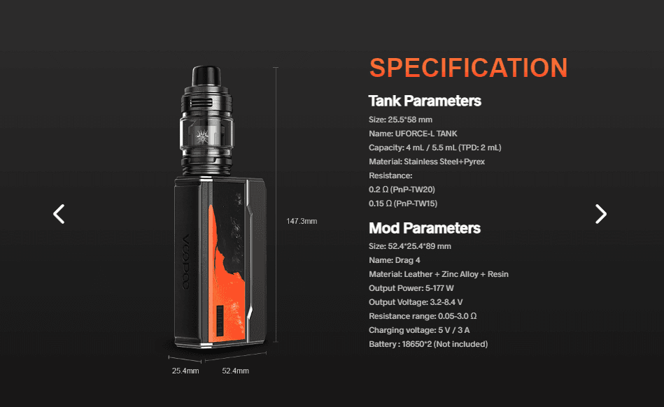 VOOPOO DRAG 4 SPEC VOOPOO DRAG 4 SPEC