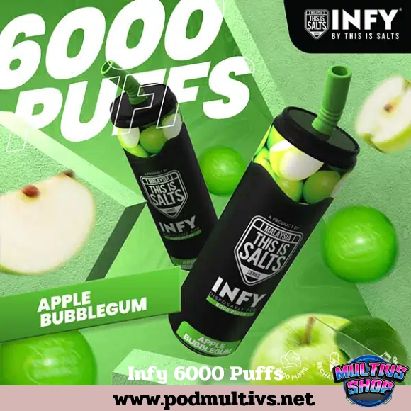 Infy 6000 Puffs Apple Bubblegum แอปเปิ้ลบับเบิ้ลกั้ม