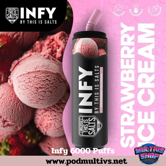 Infy 6000 Puffs Strawberry Ice Cream สตรอว์เบอร์รี่ไอศกรีม