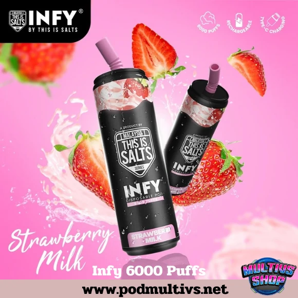 Infy 6000 Puffs Strawberry Milk สตรอว์เบอร์รี่นมสด