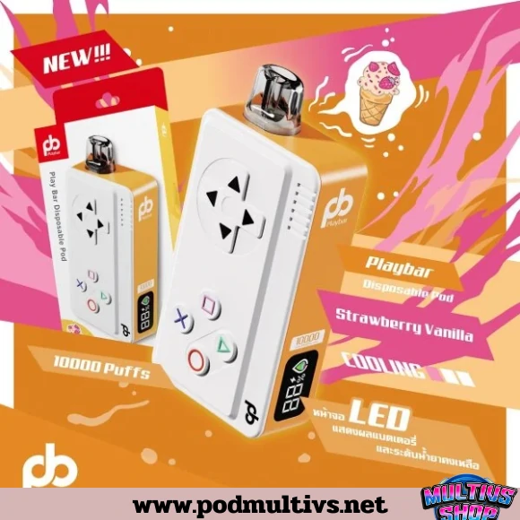 Playbar 10000 Puffs Playbar 10000 Puffs Strawberry Vanilla สตรอว์เบอร์รีวานิลลา