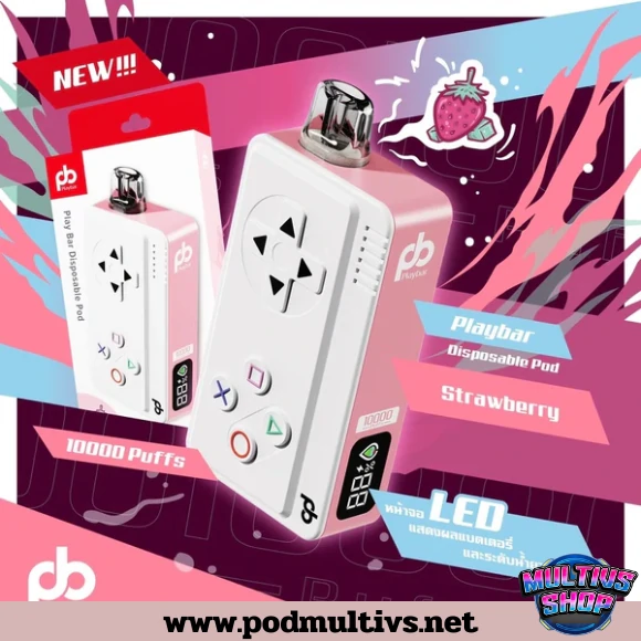 Playbar 10000 Puffs Strawberry สตรอว์เบอร์รี Playbar 10000 Puffs Strawberry สตรอว์เบอร์รี