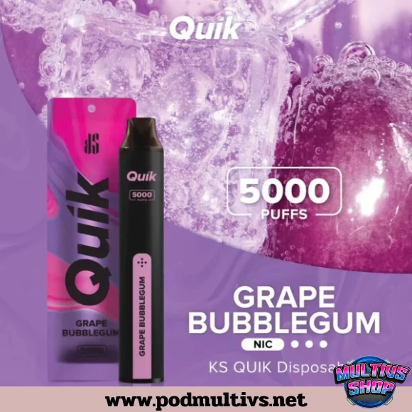 Quik 5000 Puffs Grape Bubblegum องุ่นบับเบิ้ลกัม Quik 5000 Puffs Grape Bubblegum องุ่นบับเบิ้ลกัม