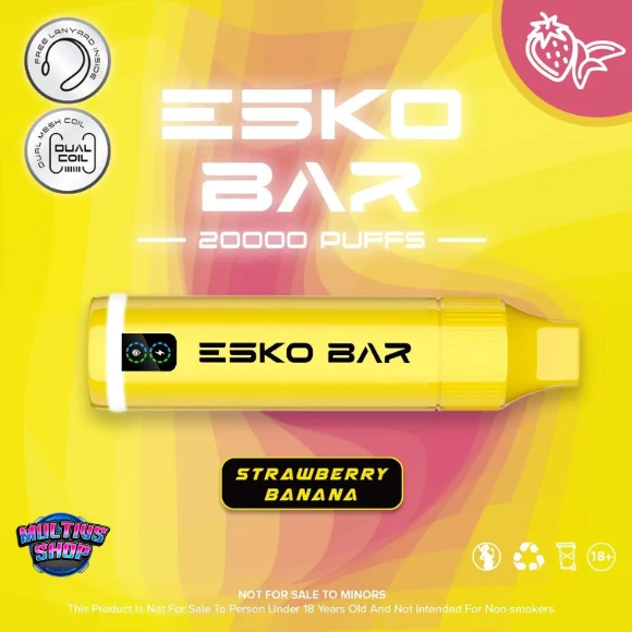 Esko Bar 20000 Puffs Strawberry Banana สตรอว์เบอร์รี่ กล้วย